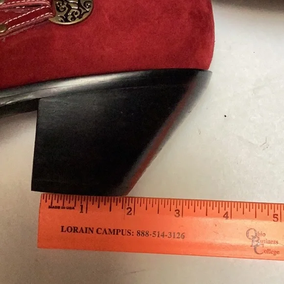 Coldwater Creek Red Leather Suede Point Square Toe Western Ankle Boot Shoes 10 - Picture 12 of 12